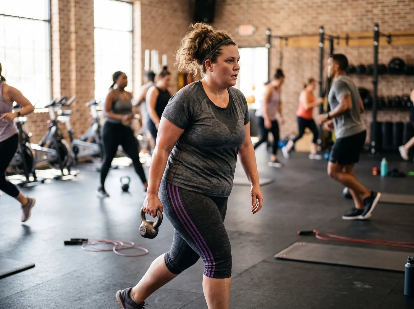 Woman working out in a fitness class